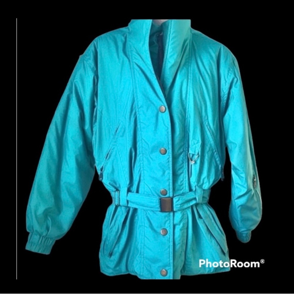 BLACK BEAR Belted Ski Jacket Turquoise, size 8.